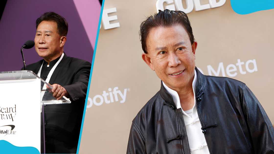 Martin Yan speaks onstage and arrives for the second annual Gold Gala