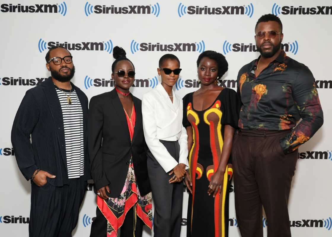 Director Ryan Coogler (L), poses with 'Black Panther: Wakanda Forever' cast members (L-R) Lupita Nyong'o, Letitia Wright, Danai Gurira and Winston Duke at a SiriusXM event in New York on November 7, 2022 Director Ryan Coogler (L), poses with 'Black Panther: Wakanda Forever' cast members (L-R) Lupita Nyong'o, Letitia Wright, Danai Gurira and Winston Duke at a SiriusXM event in New York on November 7, 2022