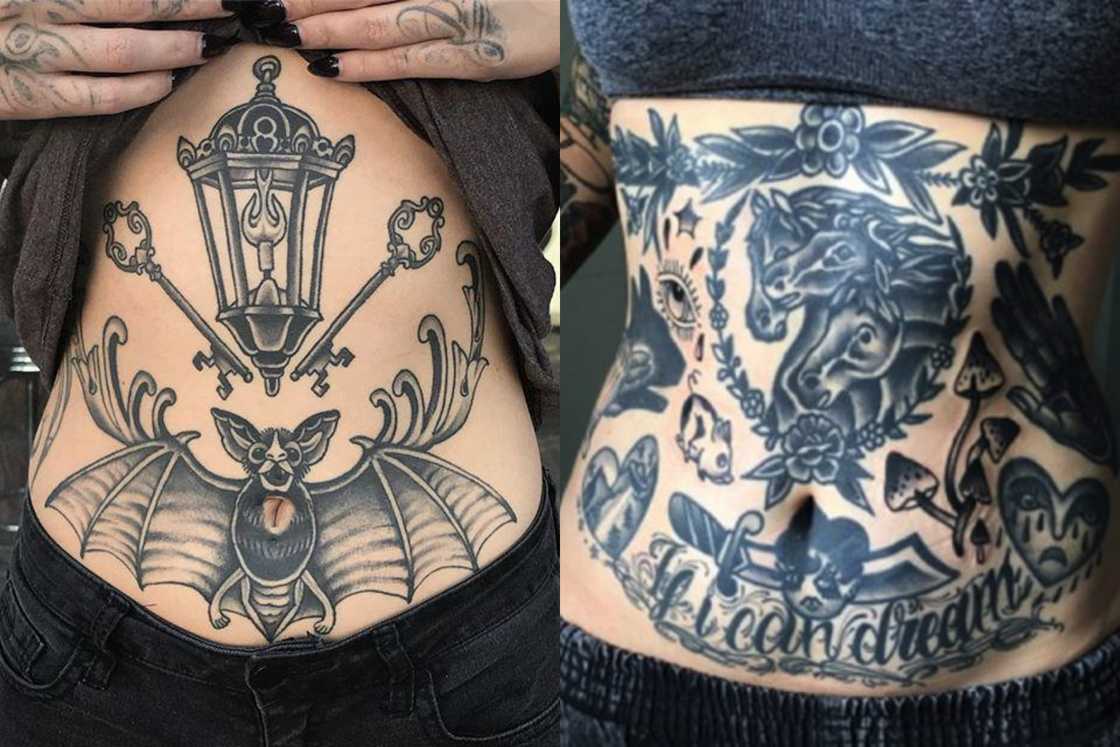 White women in full stomach tattoos White women in full stomach tattoos