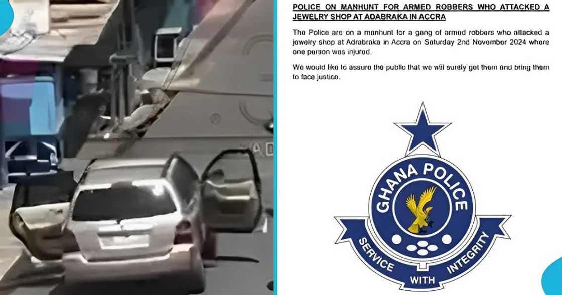 Adadraka market, Ghana Police Service, manhunt, suspects, jewellery shop.