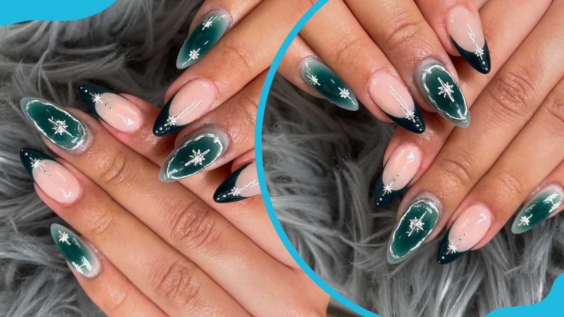 Winter chrome sparkle nail art Winter chrome sparkle nail art