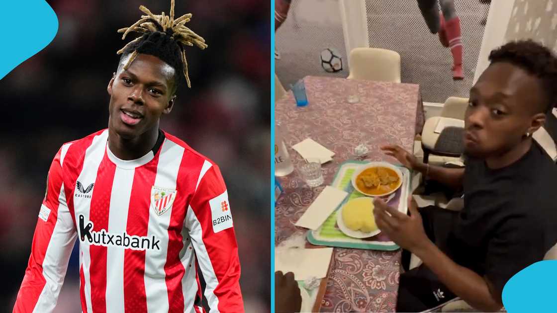 Spanish-born Ghanaian winger Nico Williams served his Athletic Bilbao teammates to fufu and groundnut soup. Spanish-born Ghanaian winger Nico Williams served his Athletic Bilbao teammates to fufu and groundnut soup.