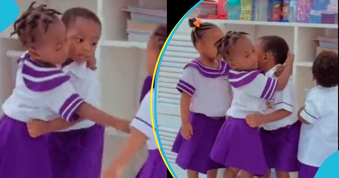 Boy and girl hugging Boy and girl hugging