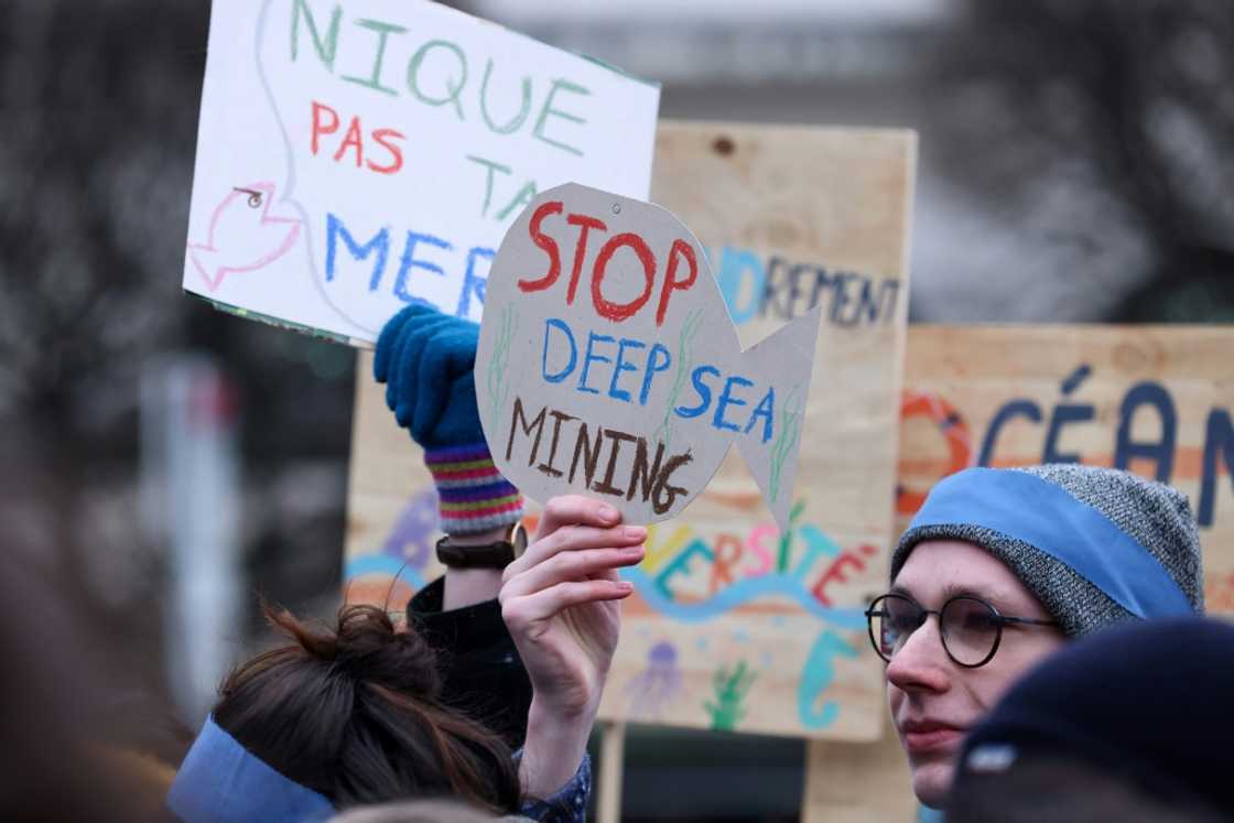 Activists rallied against deep sea mining outside the European Parliament in March 2023 Activists rallied against deep sea mining outside the European Parliament in March 2023