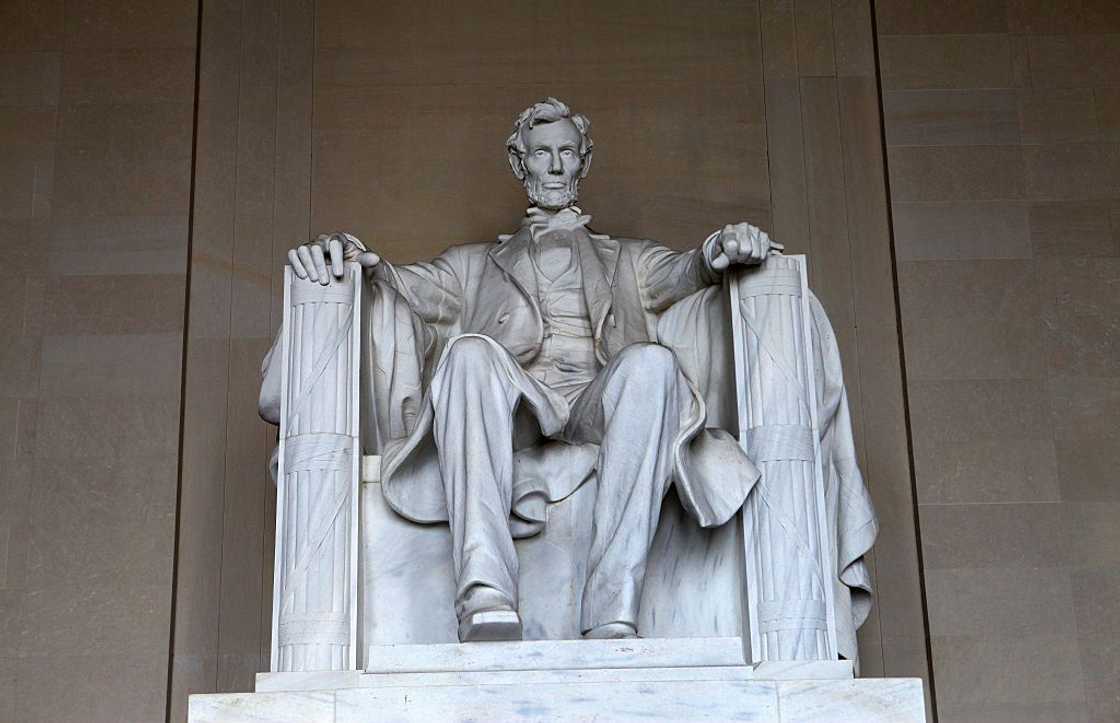 Abraham Lincoln's statue inside the dome of the Lincoln Memorial.