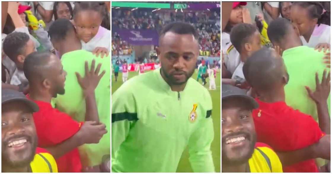 Jordan Ayew and daughter, Kiki, at World Cup game