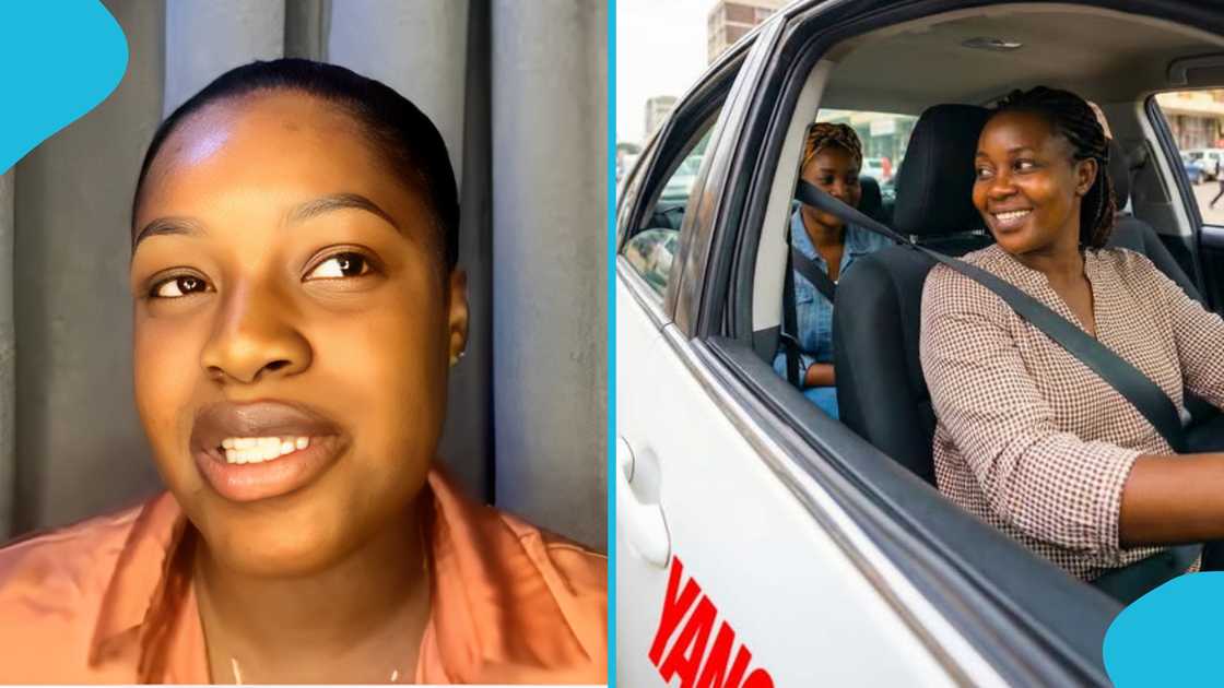 Female driver, Yango driver, Ride-hailing app, Driving in Tema, Daily earnings, Making money in Ghana.
