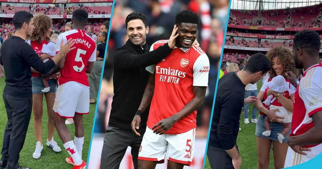 Arsenal Coach Mikel Arteta meets Thomas Partey's family