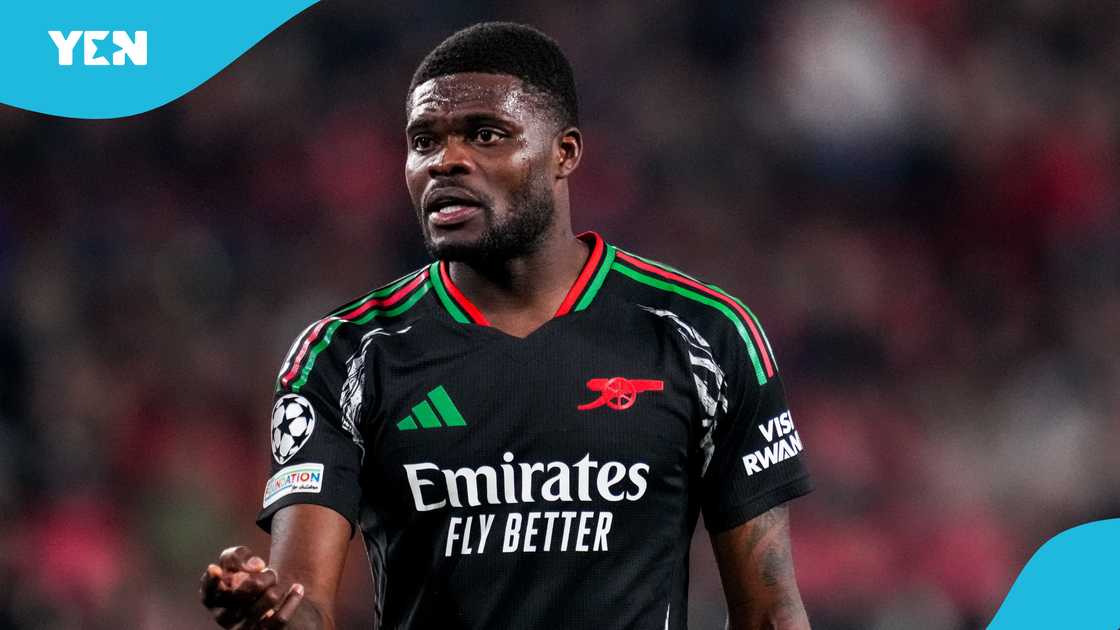 Thomas Partey of Arsenal after conceding a penalty in he UEFA Champions League 2024/25 UEFA Champions League 2024/25 Round of 16 first leg match between PSV and Arsenal FC at the Philips Stadion on March 4, 2025 in Eindhoven, Netherlands Thomas Partey of Arsenal after conceding a penalty in he UEFA Champions League 2024/25 UEFA Champions League 2024/25 Round of 16 first leg match between PSV and Arsenal FC at the Philips Stadion on March 4, 2025 in Eindhoven, Netherlands