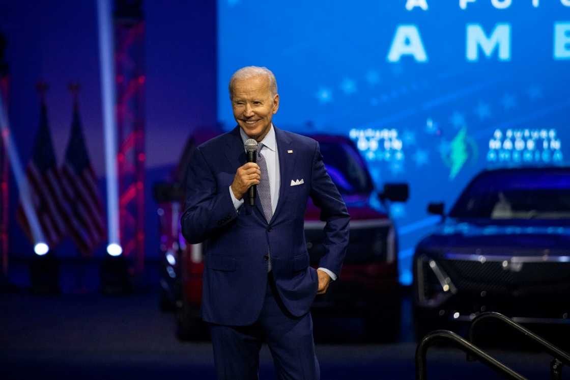 US President Joe Biden cheered on electric vehicles during a speech September 14 at the Detroit Auto Show US President Joe Biden cheered on electric vehicles during a speech September 14 at the Detroit Auto Show