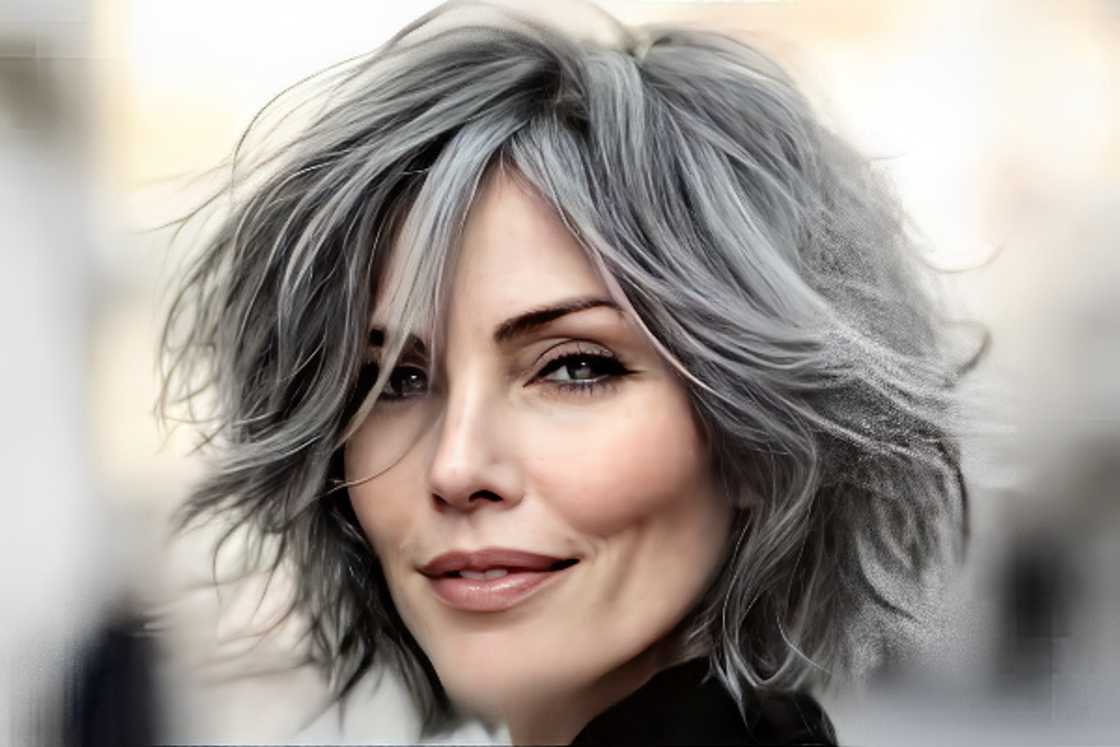 A woman rocks a mid-length choppy shag A woman rocks a mid-length choppy shag