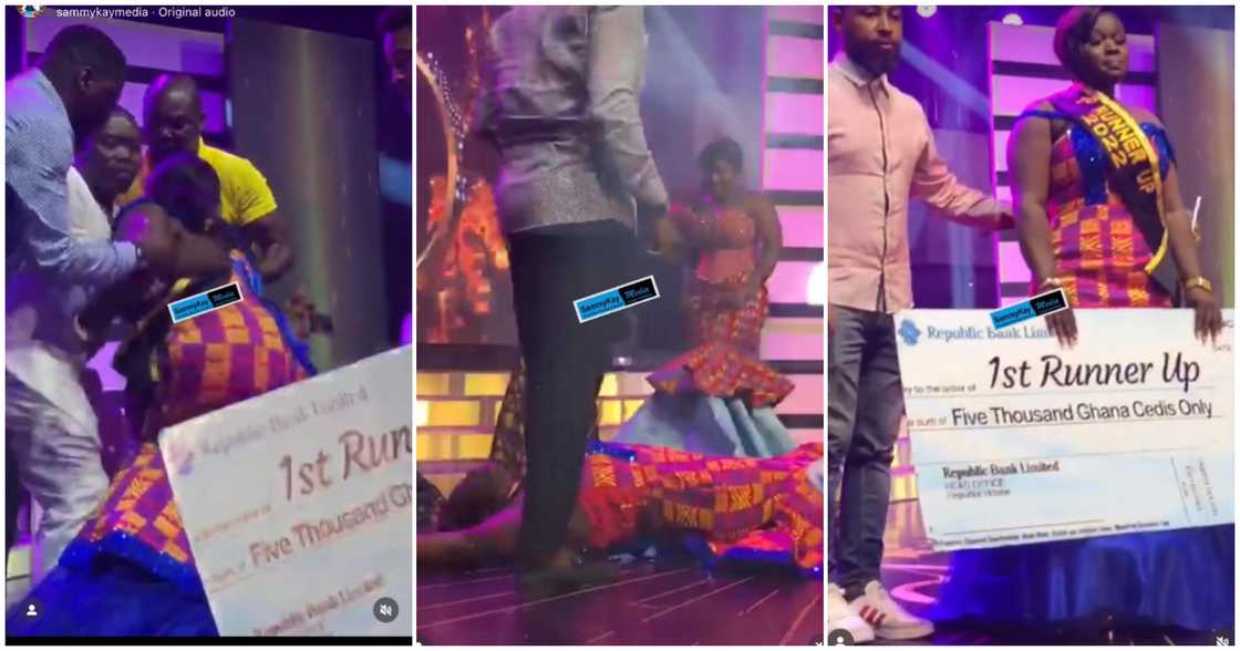 First Runner-Up Of Akua GMB's Miss Golden Stool Collapses On Stage After Winner Was Announced; Audience Fumes First Runner-Up Of Akua GMB's Miss Golden Stool Collapses On Stage After Winner Was Announced; Audience Fumes