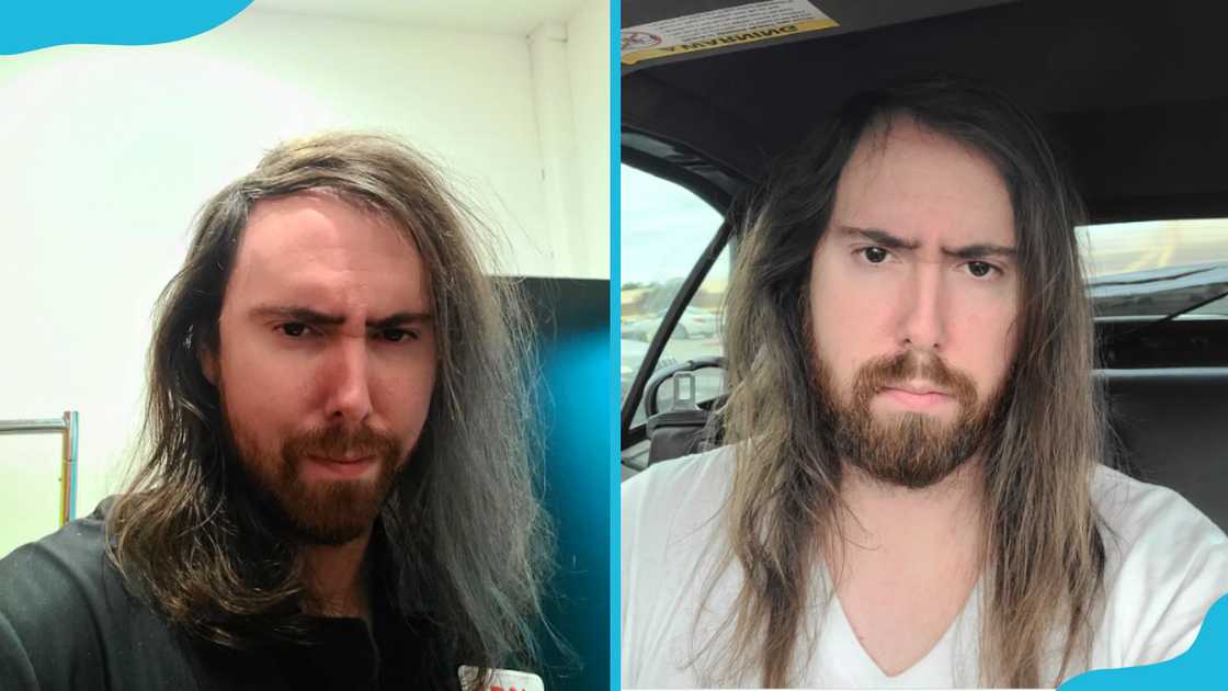 Asmongold talkes a selfie (L). Asmongold is in a car (R) Asmongold talkes a selfie (L). Asmongold is in a car (R)