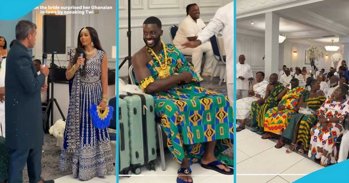 twi language, indian bride, ghanaian man, ghanaian groom, wedding ceremony, ghana, ghana trend, tiktok trend