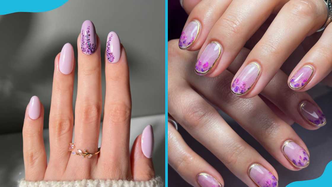 Floral lavender nails Floral lavender nails