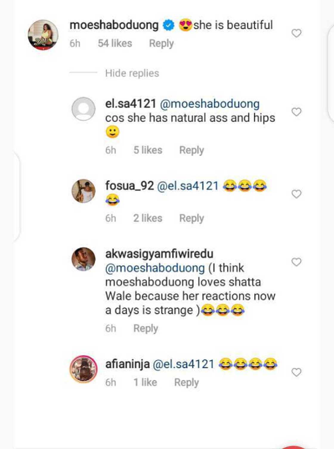 Moesha replies fan who said Hajia Bintu is 'natural' and she is 'fake' Moesha replies fan who said Hajia Bintu is 'natural' and she is 'fake'