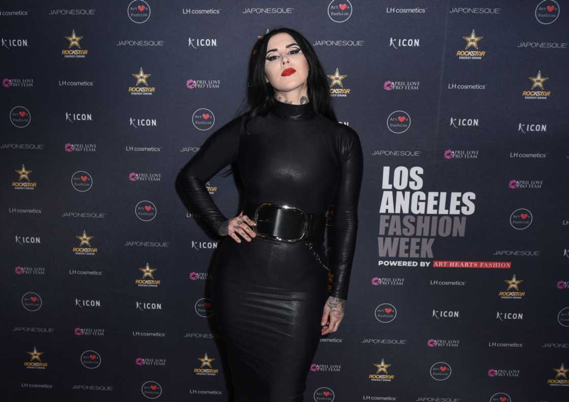 Kat Von D poses at the 2022 Los Angeles Fashion Week