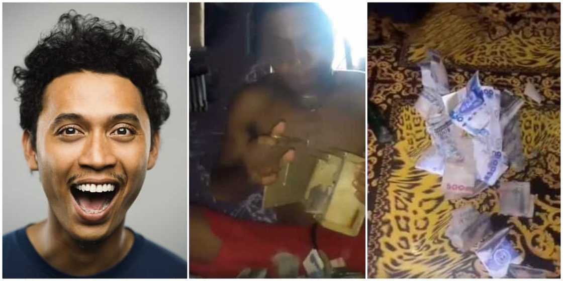 Mixed reactions as Nigerian man shows off the small money he found after breaking his piggy bank Mixed reactions as Nigerian man shows off the small money he found after breaking his piggy bank