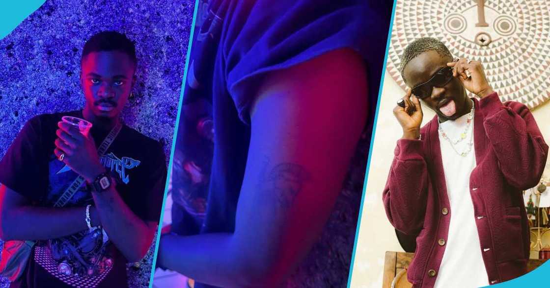 Yaw Tog shows off tattoo