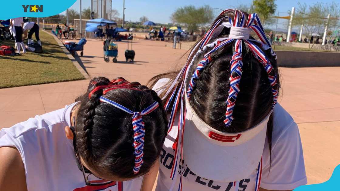 Patriotic braided softball style Patriotic braided softball style