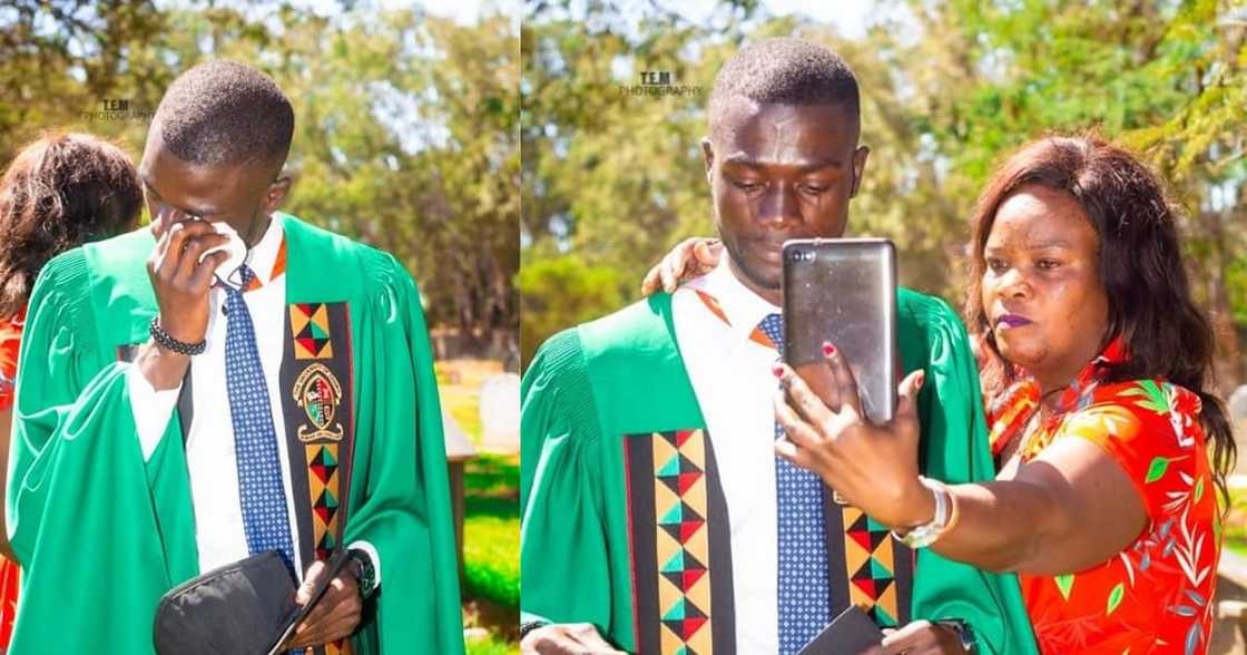 Young Man Celebrates University Graduation at Father's Grave: "I Came Here to Say Thank You Papa" Young Man Celebrates University Graduation at Father's Grave: "I Came Here to Say Thank You Papa"