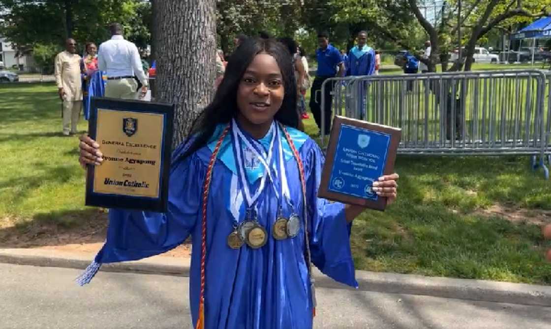 Yvonne Agyapong graduates as the valedictorian at the Union Catholic High School in the US. Yvonne Agyapong graduates as the valedictorian at the Union Catholic High School in the US.
