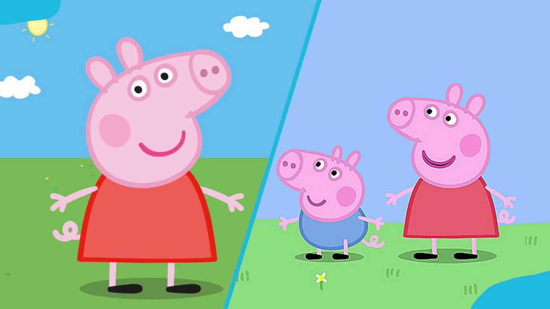 Peppa Pig (L) and Peppa and her brother George (R)