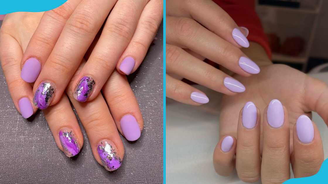 Short lavender nails Short lavender nails