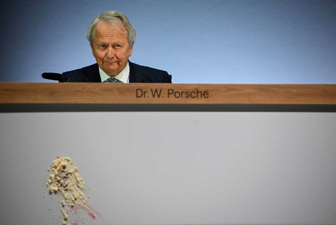 Cake was thrown at Wolfgang Porsche, board member of German car giant Volkswagen, at a shareholder meeting Cake was thrown at Wolfgang Porsche, board member of German car giant Volkswagen, at a shareholder meeting
