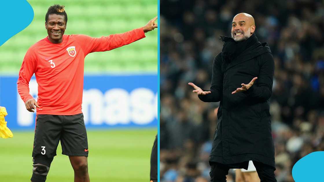 Asamoah Gyan, tiki-taka, Pep Guardiola, coach, UEFA License B certificate. Asamoah Gyan, tiki-taka, Pep Guardiola, coach, UEFA License B certificate.