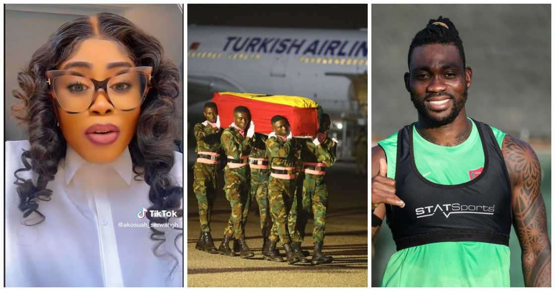 Photo a Ghanaian lady and the remains of Christian Atsu Photo a Ghanaian lady and the remains of Christian Atsu
