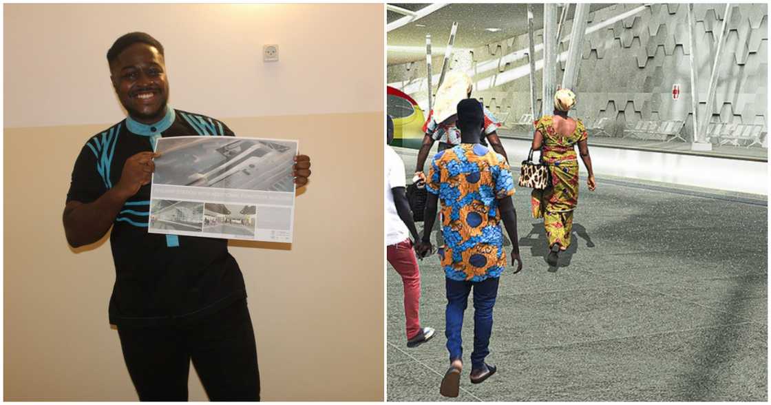 Stephen poses with his designs Stephen poses with his designs