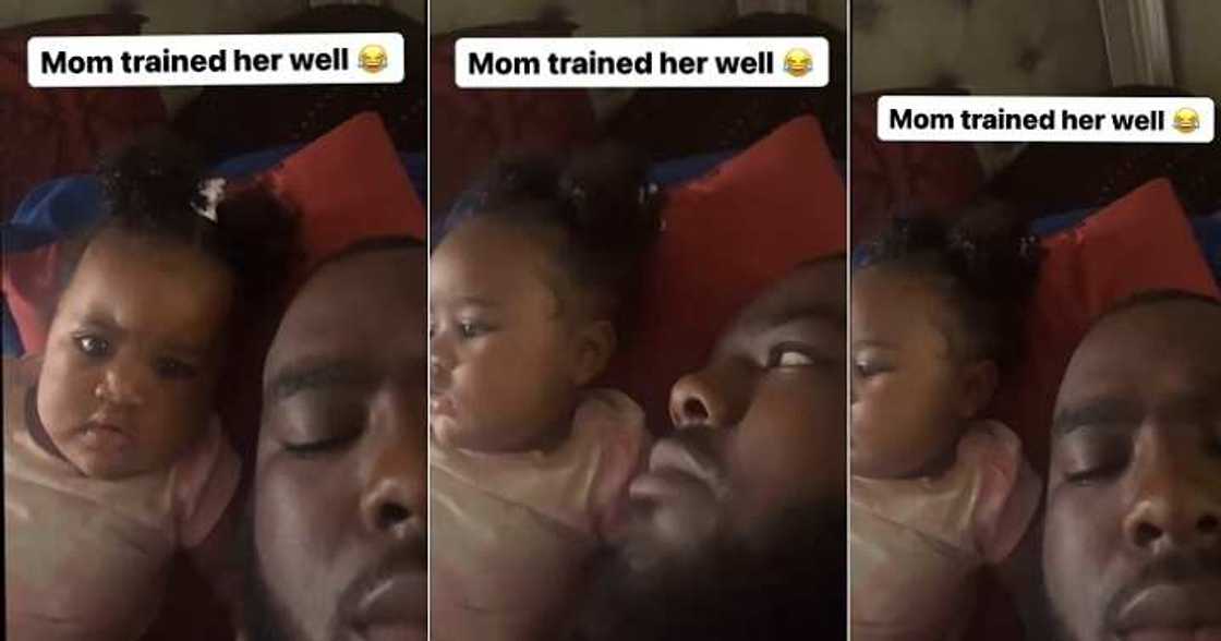 Little girl peeps into her dad's phone Little girl peeps into her dad's phone