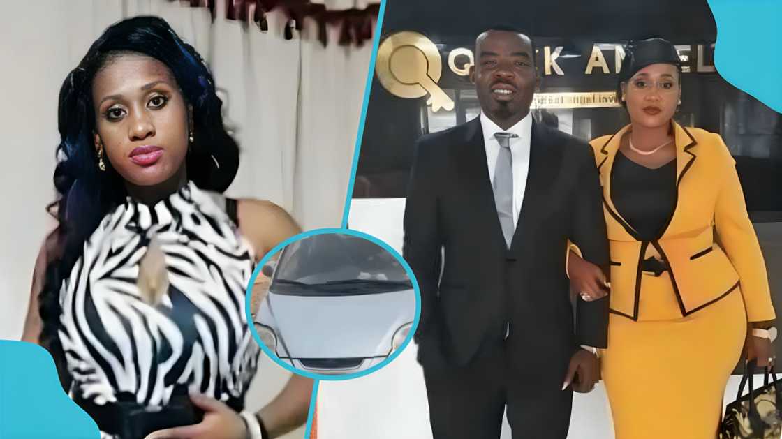 RNAQ divorce saga, Joana Quaye damaged car, Richard Nii Armah Quaye news, Ghana social media outrage, 2024 Jaguar repair issues, divorce settlement Ghana, car awarded in divorce, public reactions Joana Quaye