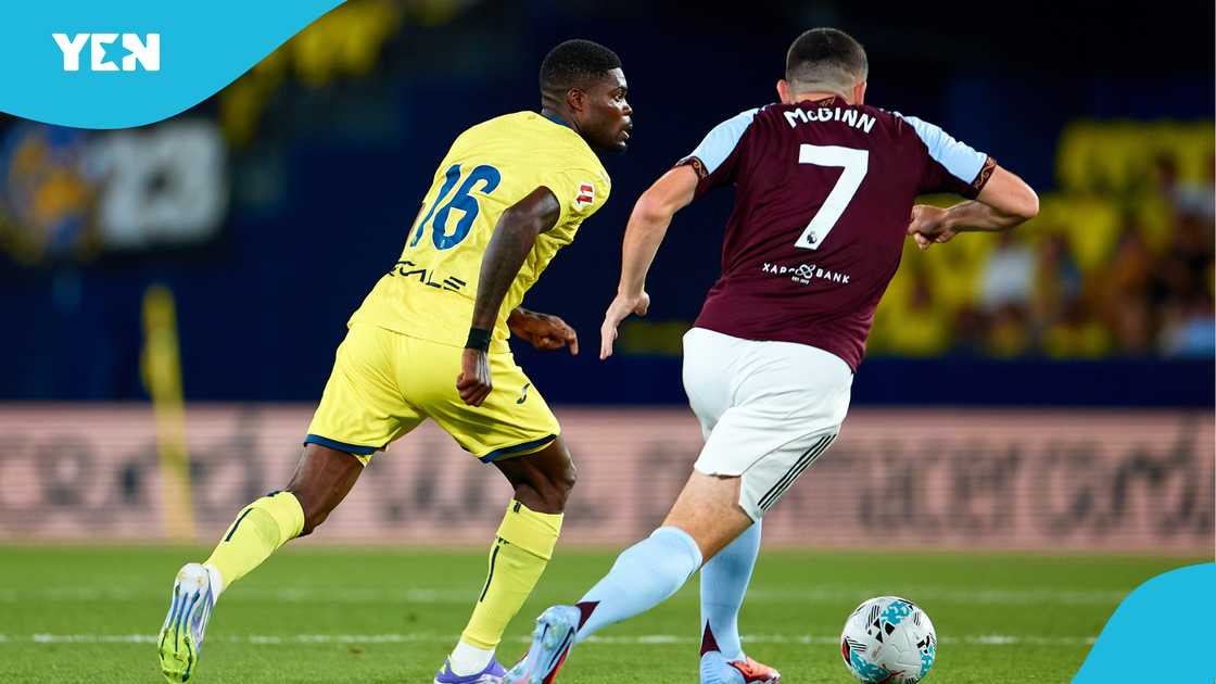 Thomas Partey, Aston Villa, John McGinn, Villarreal CF, Estadio de la Ceramica Thomas Partey, Aston Villa, John McGinn, Villarreal CF, Estadio de la Ceramica
