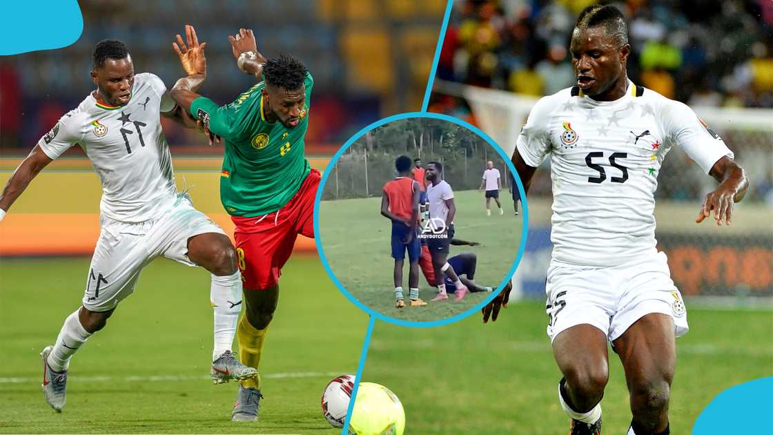 Mubarak Wakaso Confronts Young Player Over Hard Tackle, Sparks Fan Reaction Mubarak Wakaso Confronts Young Player Over Hard Tackle, Sparks Fan Reaction