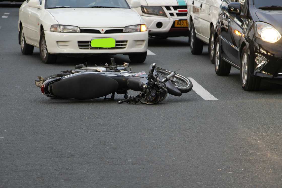 A crashed motorbike A crashed motorbike