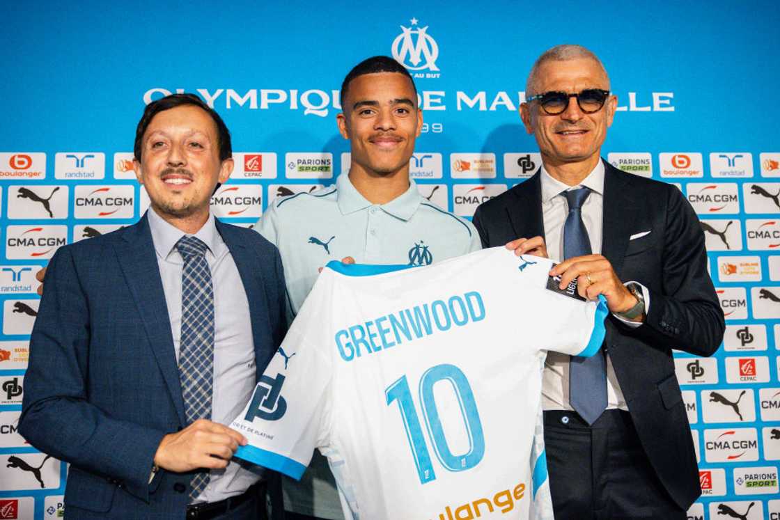 Mason Greenwood during his presentation as a Marseille player Mason Greenwood during his presentation as a Marseille player