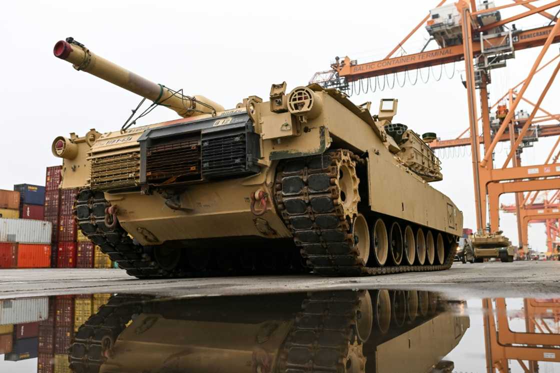 A US Abrams tank is pictured in Poland on December 3, 2022 A US Abrams tank is pictured in Poland on December 3, 2022