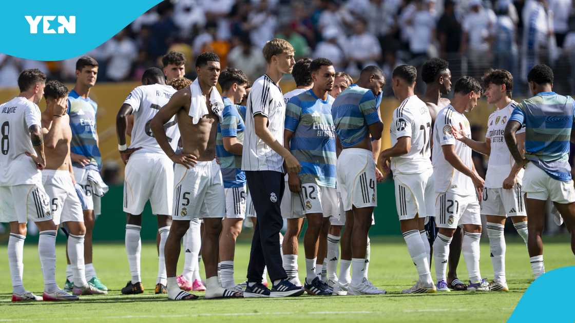 Real Madrid, PSG, Club World Cup, Antonio Rudiger, Raul Asencio. Real Madrid, PSG, Club World Cup, Antonio Rudiger, Raul Asencio.