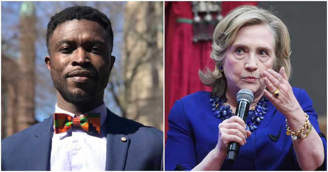 Photos of Shadrack Frimpong and Hillary Clinton. Photos of Shadrack Frimpong and Hillary Clinton.