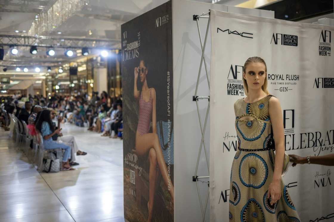 A Kreyann creation at the African Fashion International week in Johannesburg on Saturday A Kreyann creation at the African Fashion International week in Johannesburg on Saturday