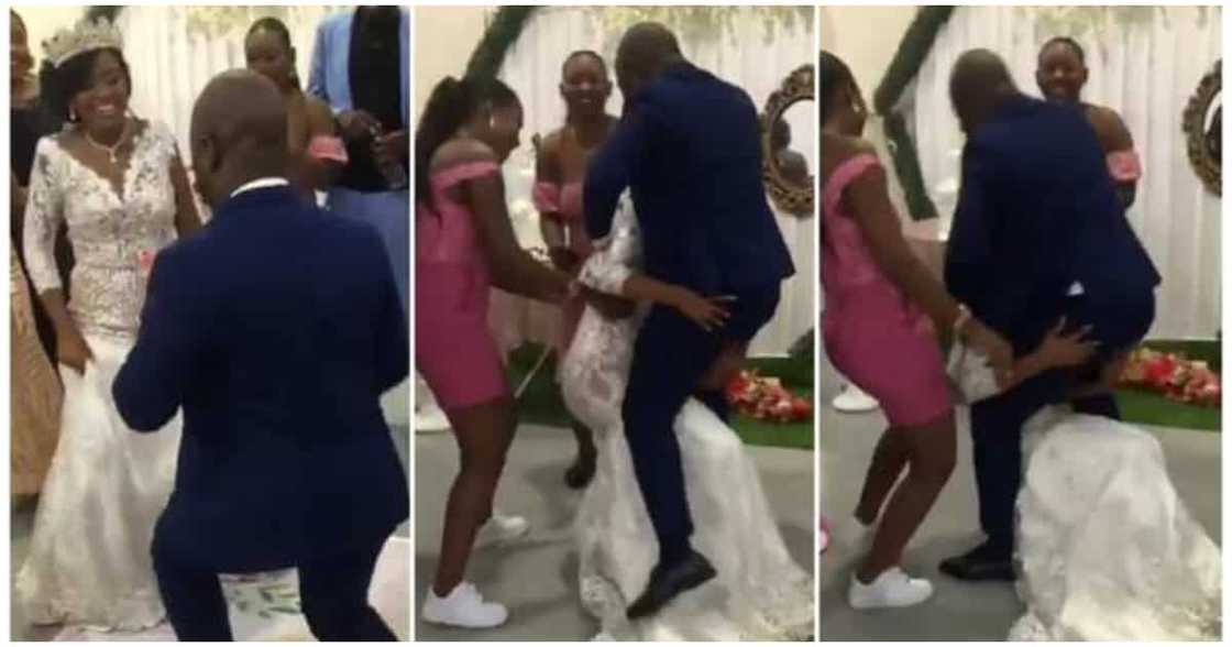 Wedding drama, groom jumps on bride, wedding video