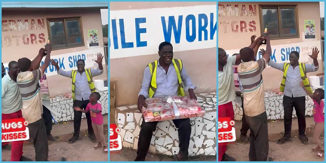 Ghanaian father emotional after his children surprised him on his birthday.