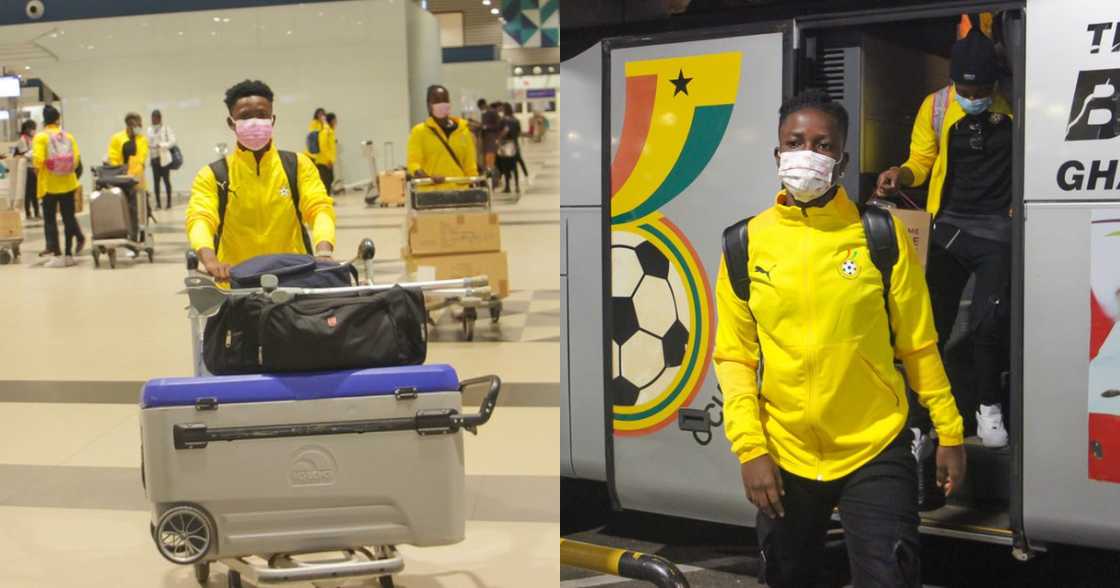 Black Queens arrive in Lagos. SOURCE: Twitter/ @Team_GhanaWomen