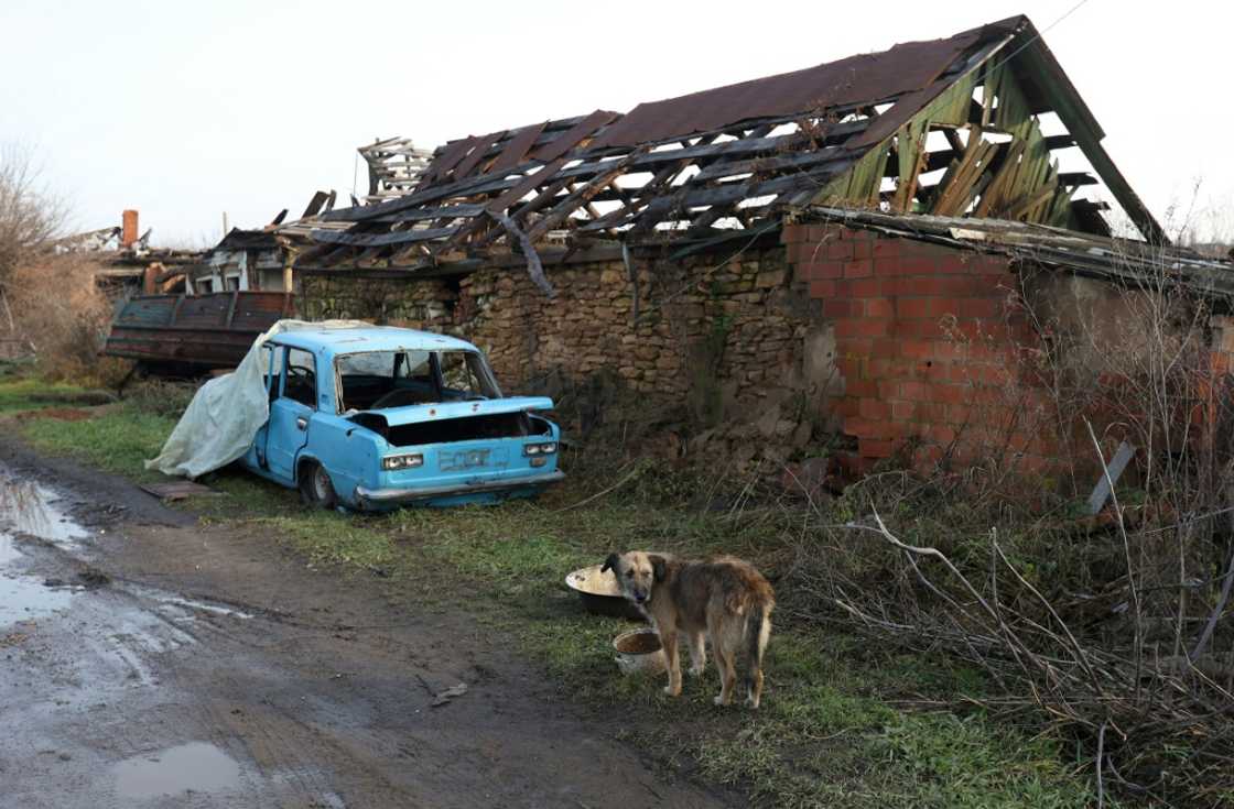 Nearly all the roofs in Kamyanka village are damaged or outright destroyed Nearly all the roofs in Kamyanka village are damaged or outright destroyed