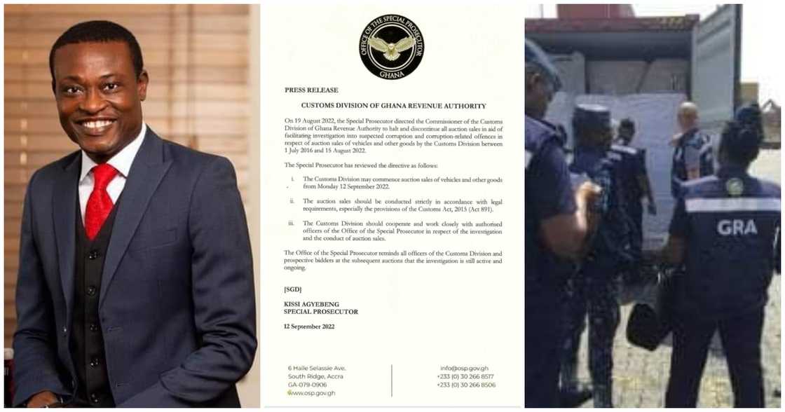 The OSP has lifted the ban placed on auctioning of vehicles by the Customs Division of the GRA. The OSP has lifted the ban placed on auctioning of vehicles by the Customs Division of the GRA.