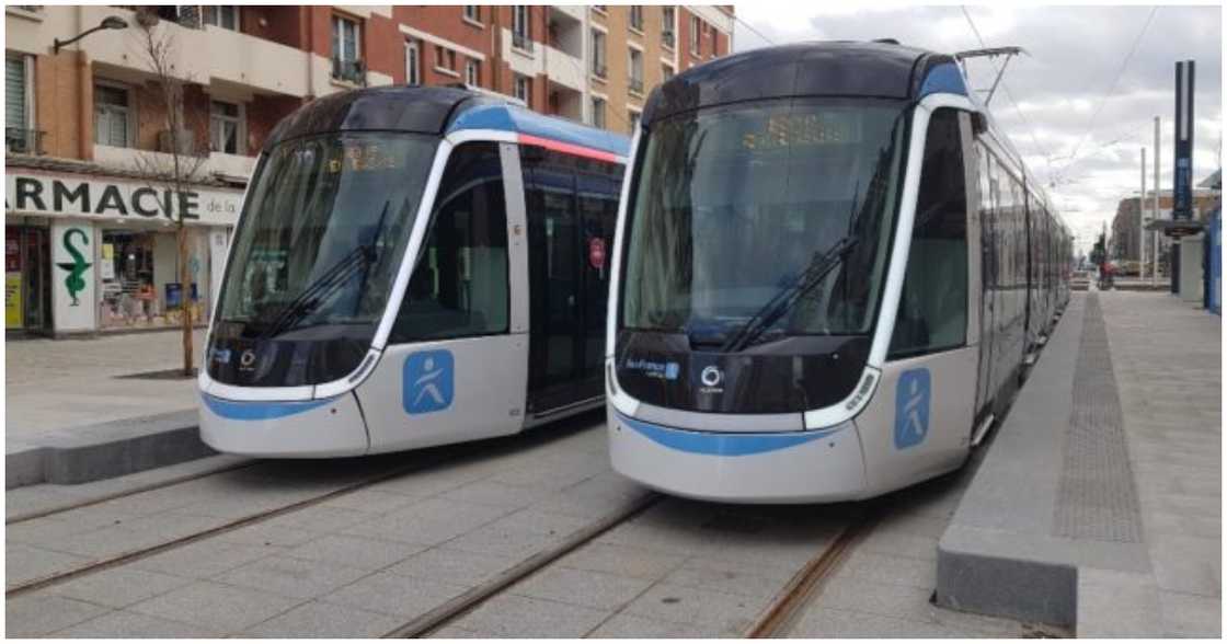 A light rail transportation system in Paris, France