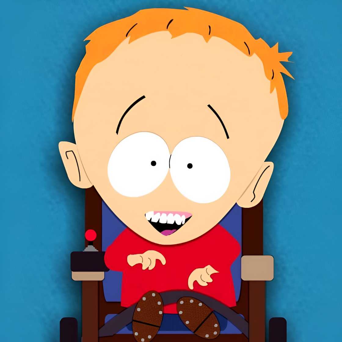 Timmy Burch is sitting on a wheelchair Timmy Burch is sitting on a wheelchair