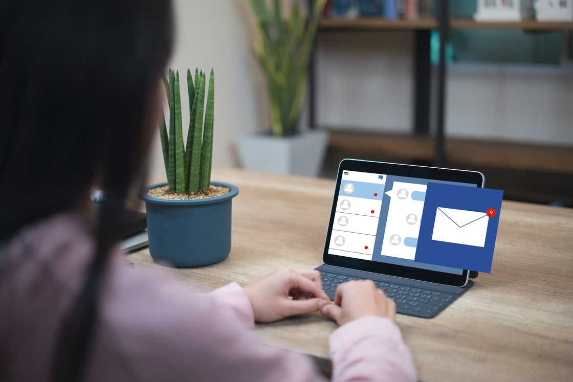 An email pop-up on a laptop. An email pop-up on a laptop.